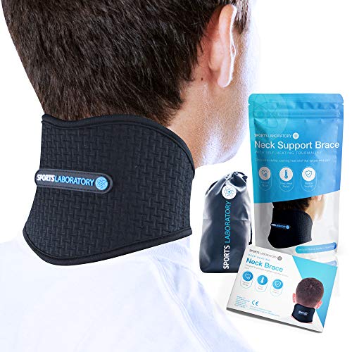 Sports Laboratory ® Collarín Cervical Para el Dolor de Cuello Ajustable Con Turmalina e Imanes Con Capacidad de Emitir Calor (Regular)