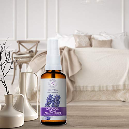 Spray de Almohada 50 ml - Spray de Aromaterapia de Lavanda - 100% Pura Aceite Esencial de Lavanda - Ideal para Yoga - Relajación - Sueño y Spray para Habitación - Natural Lavanda Pillow Mist