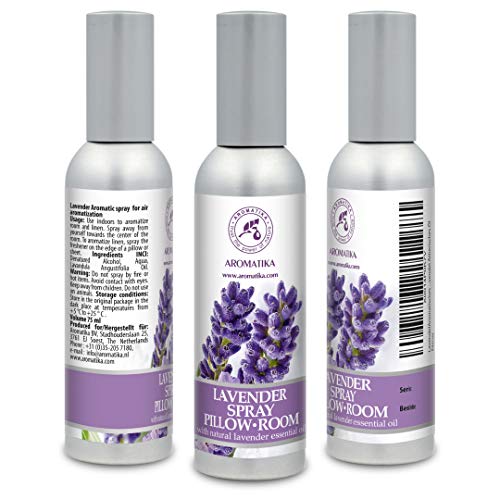 Spray de Aromaterapia de Lavanda 75ml - 100% Pura Aceite Esencial de Lavanda - Ideal para Yoga - Spray para Almohada - Relajación - Sueño y Spray para Habitación