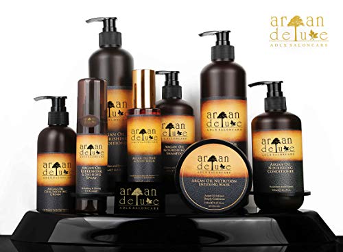 Spray desenredante bifase de cabello con calidad de peluquería de Argan Deluxe, 120ml. fórmula de cuidado desenredante altamente