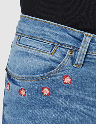 Springfield Bordado Bolsillos-c/14 Vaqueros Straight, Azul (Medium_Blue 14), 36 (Tamaño del Fabricante: 36) para Mujer