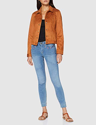 Springfield Bordado Bolsillos-c/14 Vaqueros Straight, Azul (Medium_Blue 14), 36 (Tamaño del Fabricante: 36) para Mujer