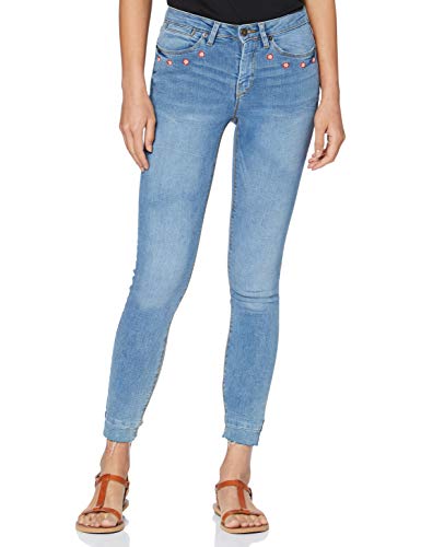 Springfield Bordado Bolsillos-c/14 Vaqueros Straight, Azul (Medium_Blue 14), 36 (Tamaño del Fabricante: 36) para Mujer