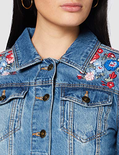 Springfield Denim Bordada-c/14 Chaqueta Deportiva, Azul (Medium_Blue 14), M (Tamaño del Fabricante: M) para Mujer