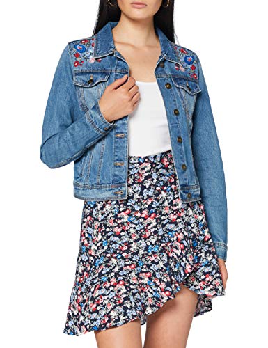 Springfield Denim Bordada-c/14 Chaqueta Deportiva, Azul (Medium_Blue 14), M (Tamaño del Fabricante: M) para Mujer