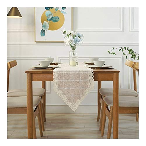 Squisito runner da tavolo Camino de Mesa Inicio Bandera de la mesa de centro clásica a cuadros cordón de zapato Gabinete Gabinete Bandera Tabla algodón y lino de Mesa per feste, ristoranti e attività
