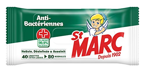 St Marc Lingettes Désinfectantes Antibacteriennes - 40 lingettes x Lot de 5 (Total 200 unités)