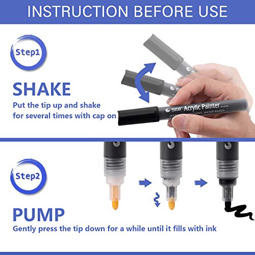 STA 12 Rotuladores Acrílicos, Rotuladores Piedras Pintura para pintar sobre papel, madera y huevo de Pascua