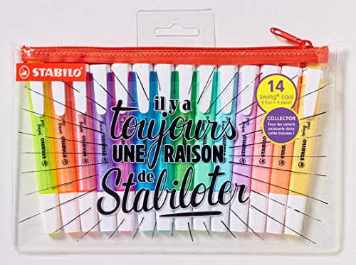 Stabilo Swing Cool - Estuche de 14 subrayadores, colores neón y pastel surtidos, edición limitada