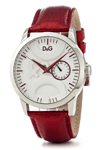 Stainless Steel Case Twin Tip Quartz White Dial Red Leather Strap