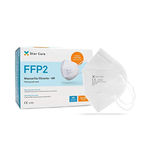Star Care Mascarilla Protectora Desechable Respiratoria FFP2 Caja de 50 uds. Homologada NB 2163. Filtración 99%