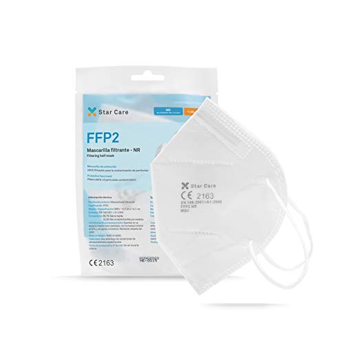 Star Care Mascarilla Protectora Desechable Respiratoria FFP2 Pack de 10 uds. Homologada NB 2163. Filtración 99%