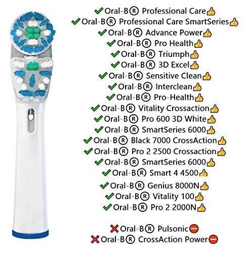 Startpro - Recambio para cepillo eléctrico compatible con Oral B Braun, 8 unidades, doble limpieza, cabezales de repuesto para cepillo eléctrico compatible con Oral-B Braun