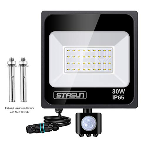 STASUN 30W Foco led exterior con Sensor Movimiento de alto brillo 2700lm Proyector led exterior de impermeable IP65 Iluminación led de seguridad luz led para Patio Jardín Camino