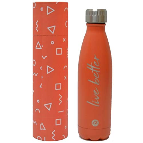 Sternitz Botella de Agua Hydra Acero Inoxidable con Aislamiento al vacio. Mantiene Tus Bebidas frías por 24 Horas y Calientes por 12 Horas. Water Bottle (Coral)