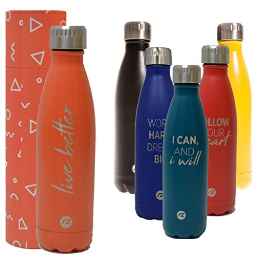 Sternitz Botella de Agua Hydra Acero Inoxidable con Aislamiento al vacio. Mantiene Tus Bebidas frías por 24 Horas y Calientes por 12 Horas. Water Bottle (Coral)