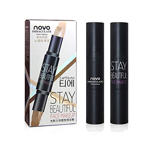 Stick de contorno de doble cabeza corrector, palillo de resaltado, maquillaje palos de contorno de resaltado de doble extremo