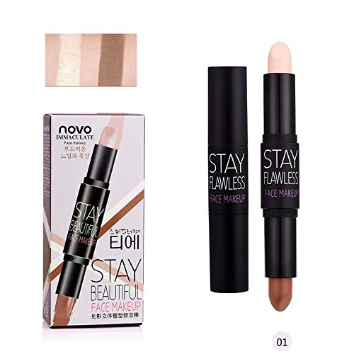 Stick de contorno de doble cabeza corrector, palillo de resaltado, maquillaje palos de contorno de resaltado de doble extremo
