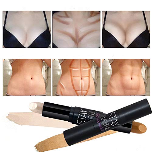 Stick de contorno de doble cabeza corrector, palillo de resaltado, maquillaje palos de contorno de resaltado de doble extremo