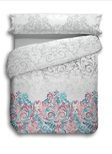 Stilia Juego de Funda Nórdica de 3 Piezas, Gris, para Cama 135 cm, 220 x 240 cm