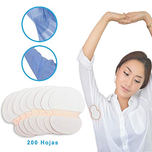 StillCool Almohadillas Absorbentes Suave 3.74 x 4.72 in, 200PZS Almohadillas Sudor Desechables y Cómodo, No Visibles Elimina Olor de Axilas para Mujeres Hombres y Niños - Blanco