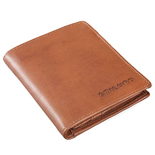 STILORD 'Marc' Cartera de Piel Estilo Vintage para Hombre Joven y Adulto Billetera y Monedero Masculino para Tarjetas Monedas y Billetes de auténtico Cuero, Color:girona - marrón