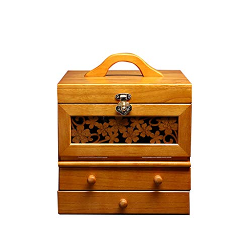 Storage Box Caja De Almacenamiento De CosméTicos De Madera, Organizador De Almacenamiento De Maquillaje, Espejo De Maquillaje, 2 Cajones, Gran Capacidad