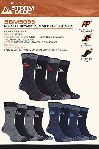 Storm Bloc - 4 Pares Hombre Trekking Senderismo Calcetines con Refuerzo (39/45, SBMS033CHA)