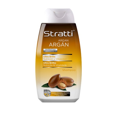 Stratti Argán - Champú Ultra Brillo con Keratina, sin Sal - 400 ml