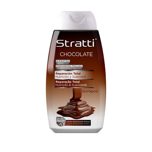 Stratti Chocolate y Keratina - Champú Reparación Total, sin Sal - 400 ml