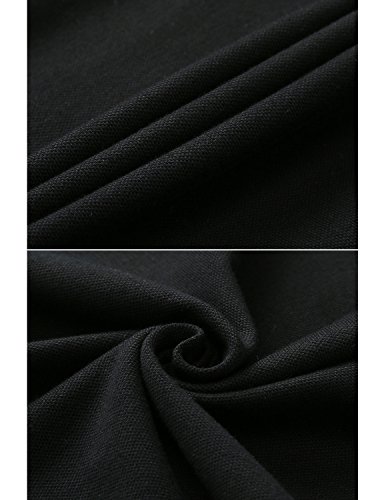 STTLZMC Polo para Hombre de Manga Corta Casual Moda Algodón Camisas Cuello en Contraste Golf Tennis,Negro,XL