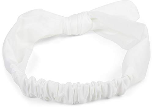 styleBREAKER cinta para el pelo de mujer monocolor con lazo y goma elástica, cinta para la frente, pinup, rockabilly 04026035, color:Blanco