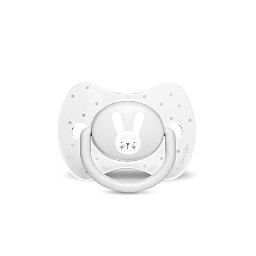 Suavinex 306593 - Chupete Premium para Bebés 0-6 Meses, Chupete con Tetina Fisiológica de Silicona, 0% Bpa, Rabbit Gris, Unisex