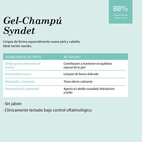 SUAVINEX 307296 Pack Aseo Bebé 2 Esponjas Naturales Grandes + Gel-Champú Syndet 500ml, Apto para pieles sensibles, para toda la familia, 3 productos, Color Verde