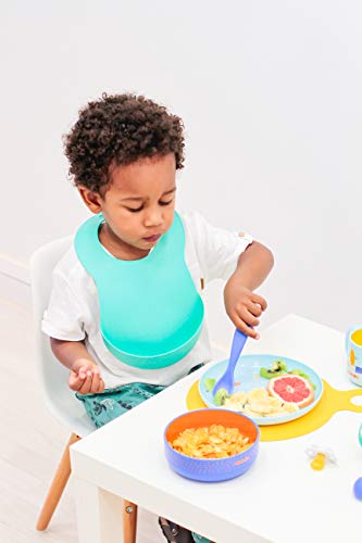 Suavinex - Babero Pelicano Con Bolsillo Recoge-Comida. Babero Suave e Impermeable Para Bebés +4 Meses. Fácil de Limpiar, Color Verde