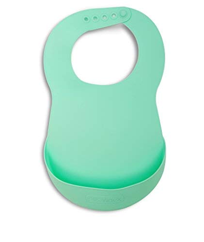 Suavinex - Babero Pelicano Con Bolsillo Recoge-Comida. Babero Suave e Impermeable Para Bebés +4 Meses. Fácil de Limpiar, Color Verde