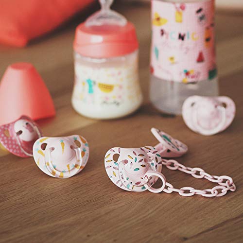 Suavinex, Chupete con tetina anatómica de Silicona para Bebés, Rosa Picnic, 0-6 Meses