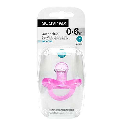 Suavinex - Chupete para Dormir Todo Silicona para Bebés 0/6 Meses, con Tetina Anatómica de Silicona, Suave y Flexible, Ideal para Dormir, Color Rosa