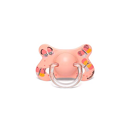 Suavinex - Pack 2 chupetes para bebés +18 meses. con tetina fisiológica de silicona. color Mariposas Rosa