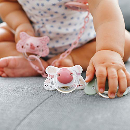 Suavinex - Pack 2 chupetes para bebés +18 meses con tetina fisiológica silicona, Perritos Rosa