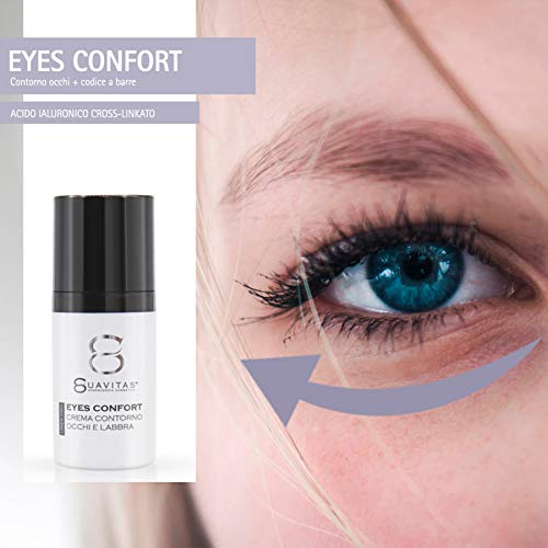 Suavitas Eyes Confort - Crema Contorno de Ojos y Labios Antiarrugas con Ácido Hialurónico, Antiedad, Resultados Inmediatos, Hidratante, Tonificante, Elimina las Arrugas, Reduce las Bolsas - 30 ml