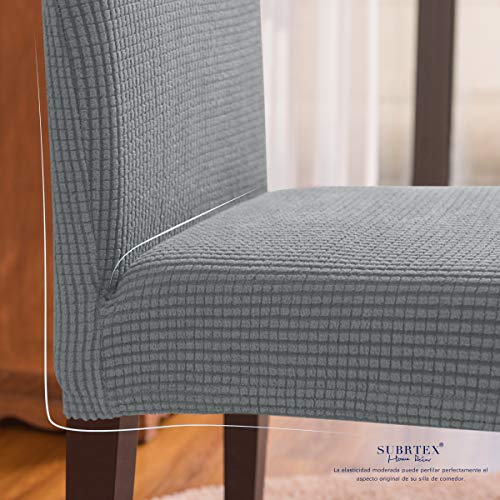 subrtex Funda de Silla Poliéster Elástica Cubierta de Asiento Forro de Silla Doméstico Comedor (Pack de 2, Gris Claro)