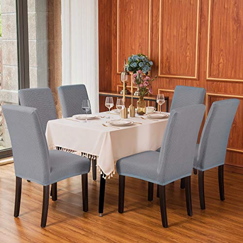 subrtex Funda de Silla Poliéster Elástica Cubierta de Asiento Forro de Silla Doméstico Comedor (Pack de 2, Gris Claro)