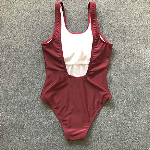 SUCES bademode - Conjunto de Bikini y bañador para Mujer borgoña S