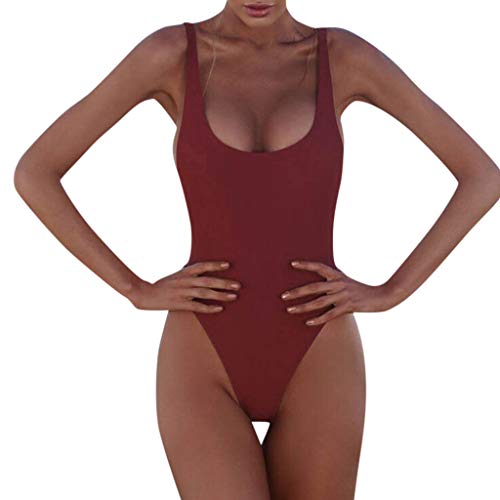 SUCES bademode - Conjunto de Bikini y bañador para Mujer borgoña S