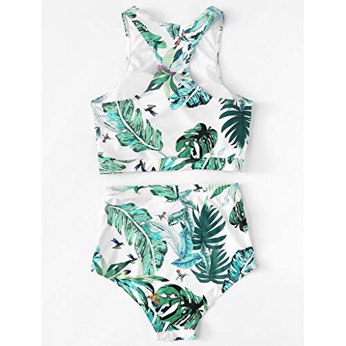 SUCES - Bikini para Mujer de Cintura Alta, 1 Pieza, Tanga, Bikini, impresión, bañador, Traje de baño Sexy, Traje de baño para Mujer, Tankini, Traje, bañador, Ropa de baño Verde L