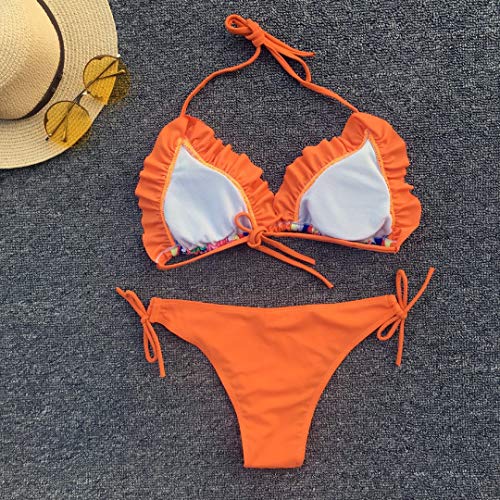 SUCES Bikini Set Mujer Verano Bikini Dos Piezas Mujer Traje de baño Liegestütze Lleno BH Beachwear Beachwear Baño Tankini Bañador Monokini Beachwear Mujer Pantalones Bañador Swimsuit Naranja M