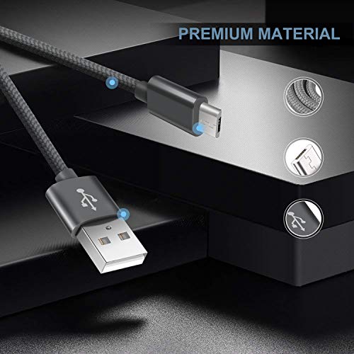 SUCESO Cable Micro USB [3Pack,1M 2M 2M] Cargador Micro USB Carga Rápida Cable USB Trenzado de Nylon Compatible con Android,Samsung Galaxy S7 S6,Huawei,Kindle,LG,Sony,Nexus,Xiaomi y más-Gris