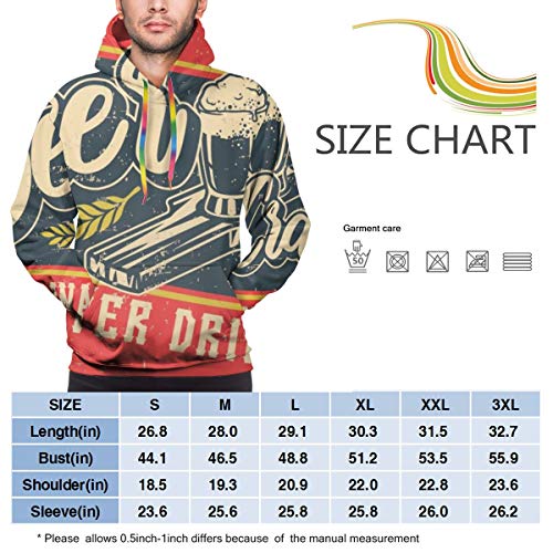 Sudadera con Capucha para Hombre Logotipo para Beer Bar con Botella y Vidrio sobre Fondo Blanco, L Sudadera