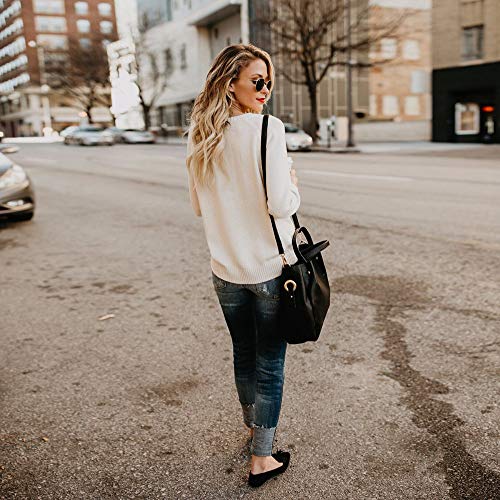 Sudadera de Mujer Básica Knit Love Suéter Moda O-Cuello Otoño Invierno de Gran tamaño Chaqueta de Deporte de los Deportes Manga Larga Irregular Jerséis riou